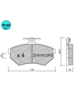 Pastillas delateras racing RS55 SEAT CORDOBA IBIZA II CUPRA ABF TOLEDO VW CORRADO GOLF II GTI
