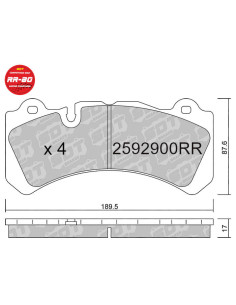 PASTILLAS DE FRENO RACING RR80 BREMBO GT6 (57mm radial pad depth) (07.9551.13 - 07.B314.59 - B6417)