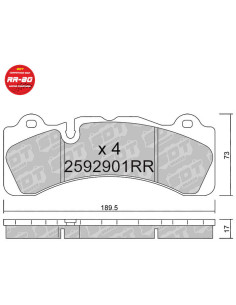 PASTILLAS DE FRENO RACING RR80 BREMBO GT6 NARROW (48mm radial pad depth) (07.B314.58 - B6517 - XA5.71.M2)