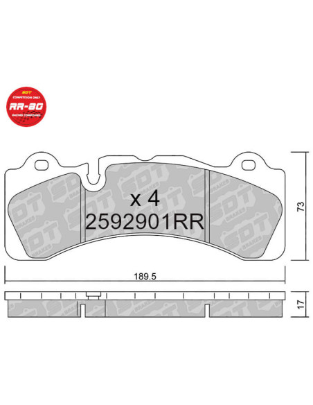 PASTILLAS DE FRENO RACING RR80 BREMBO GT6 NARROW (48mm radial pad depth) (07.B314.58 - B6517 - XA5.71.M2)