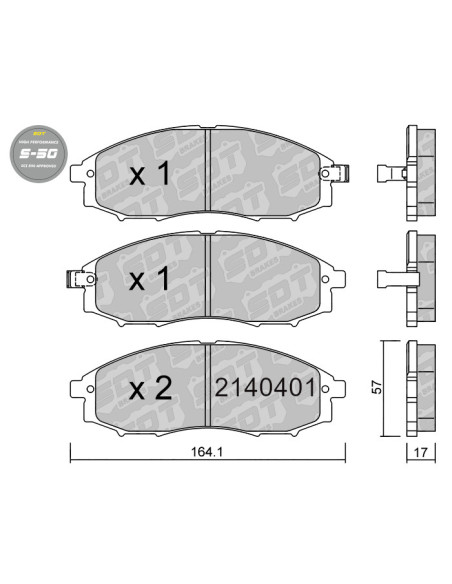 PASTILLAS DE FRENO DELANTERAS HIGH PERFORMANCE S50 NISSAN NAVARA NP300 NAVARA D22