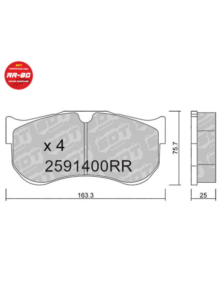 Front racing RR80 brakepads BREMBO B28 AUDI R8 GT4 FERRARI 458 GT3 488 GT3 LAMBORGHINI GT3 SUPER TROFEO