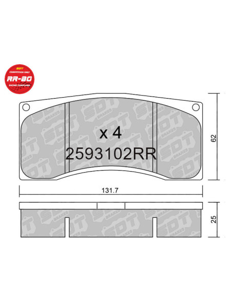 Rear racing RR80 brakepads ASTON MARTIN AUDI BENTLEY BMW FERRARI KTM LAMBORGHINI MCLAREN MERCEDES PORSCHE ALPINE