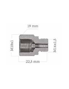 Racor reductor en acero hembra concava 10x100 a macho 14x150 2