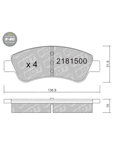 PASTILLAS DE FRENO DELANTERAS HIGH PERFORMANCE S50 Ø266 CITROEN C2 C3 C4 DS3 BERLINGO PEUGEOT 206 207 208 1007 2008 PARTNER