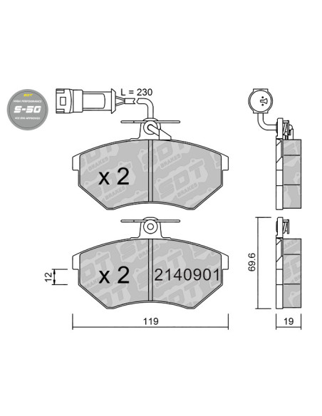FRONT HIGH PERFORMANCE BRAKEPADS S50 SEAT CORDOBA IBIZA MK2 VW CORRADO GOLF MK2 MK3 VENTO