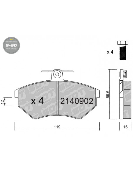 PASTILLAS DE FRENO DELANTERAS HIGH PERFORMANCE S50 SEAT CORDOBA IBIZA MK2 TOLEDO VW CORRADO GOLF MK2 MK3 VENTO
