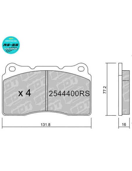 Pastillas de freno delanteras Racing RS55 ALFA ROMEO GTA MITSUBISHI Evo RENAULT Megane IV RS SUBARU IMPREZA STI