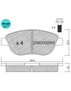 Pastillas delanteras Racing RS55 Ø283 CITROEN C4 FIAT 500 ABARTH PEUGEOT 206 207 307 CORSA D