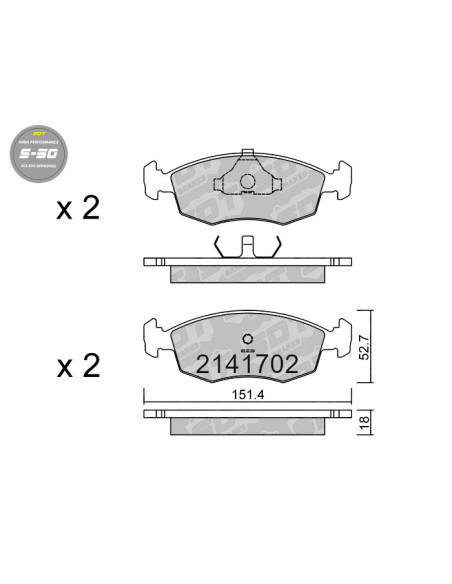 PASTILLAS DE FRENO DELANTERAS HIGH PERFORMANCE S50 FORD ESCORT SCORPIO SIERRA