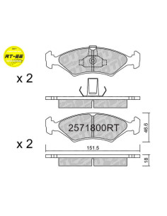 Pastillas delanteras racing RT66 Ford Fiesta mk4 Puma 1.7 Mazda 121