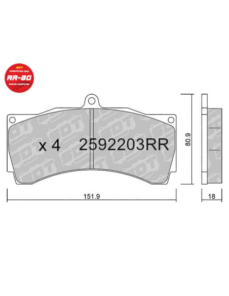 Pastillas delanteras Racing RR80 Pinza ALCON AP RACING KSPORT ROTORA 18mm CP3894D54 FRP3003 ( D54mm )