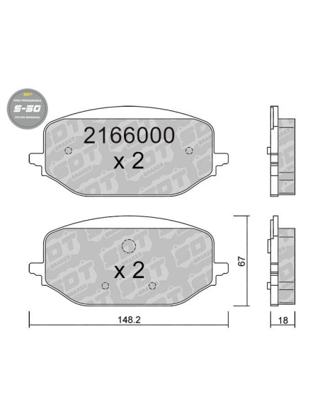 Pastillas delanteras High Performance S50 CITROEN BERLINGO C5 AIRCROSS C5 X DS 4 II PEUGEOT 3008 II 308 III 408 II TOYOTA PROACE