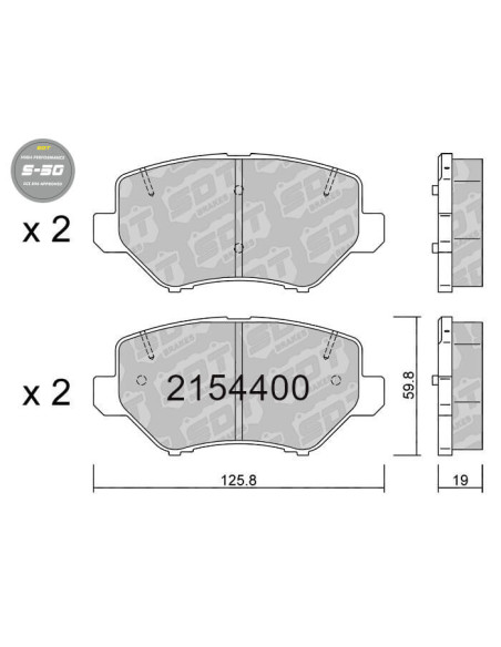 Pastillas delanteras High Performance S50 CITROEN C3 FIAT GRANDE PANDA JEEP AVENGER OPEL CORSA F MOKKA II PEUGEOT 208 II 2008 II