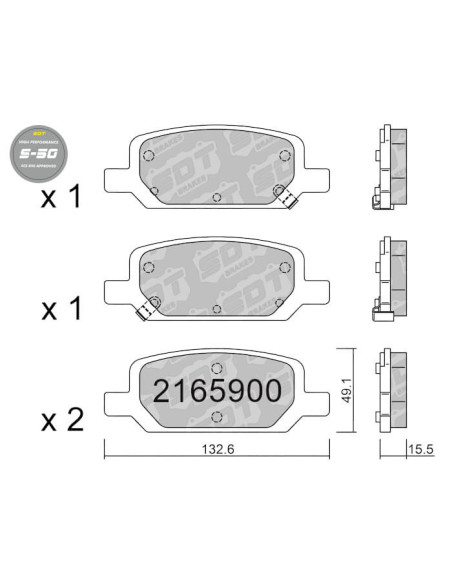 Pastillas traseras High Performance S50 TESLA MODEL 3 5YJ3 MODEL Y 5YJY