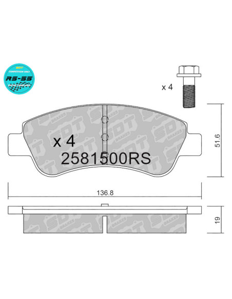 PASTILLAS DE FRENO DELANTERAS RACING RS55 Ø266 CITROEN C2 C3 C4 DS3 PEUGEOT 206 207 208 1007