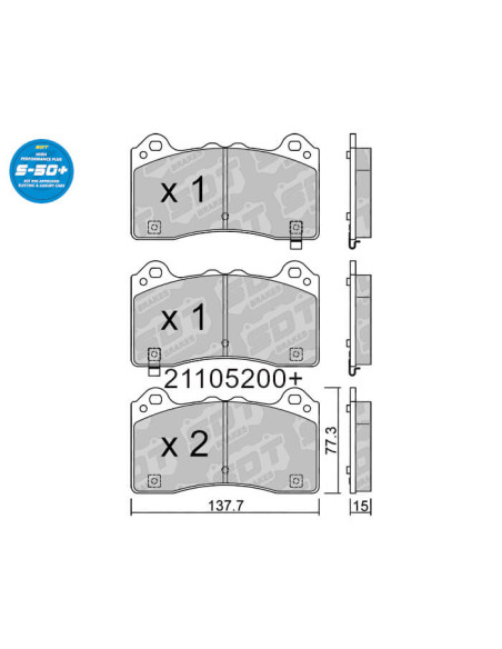Front High Performance Plus 550+ brakepads for FORD FOCUS MK3 RS