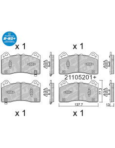 Pastillas delanteras High Performancce Plus 550+ para FORD FOCUS MK4 ST TRACKPACK - MUSTANG MACH E