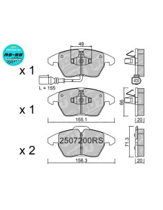 Pastillas delanteras Racing RS55 AUDI A3 8P  SEAT LEON 1P IBIZA VW GOLF V