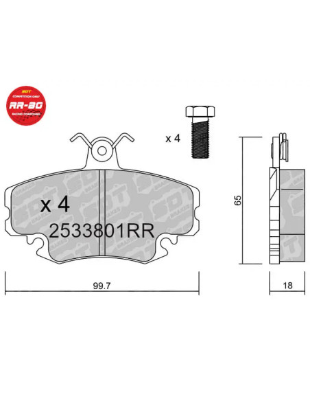 PASTILLAS DE FRENO DELANTERAS RACING RR80 DACIA PEUGEOT 205 GTI 309 GTI RENAULT ALPINE CLIO R5 GT TURBO R11 R19