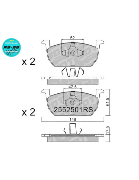FRONT RACING RS55 BRAKEPADS AUDI A1 SEAT ARONA IBIZA 6F SKODA KAMIQ SCALA VW POLO TCROSS TAIGO FRONT RACING RS55 BRAKEPADS AUDI A1 SEAT ARONA IBIZA 6F SKODA KAMIQ SCALA VW POLO TCROSS TAIGO