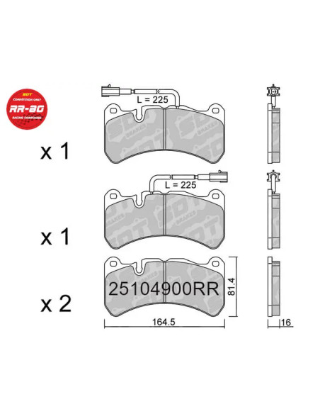 Pastillas de freno delanteras Racing RR80 Alfa Romeo Giulia II 952 2.9 GTA Stelvio Q4 Subaru Impreza GK Ferrari 599 Maserati