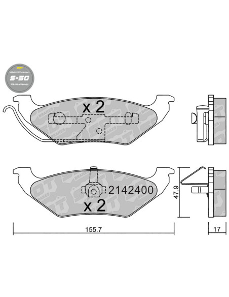 PASTILLAS DE FRENO TRASERAS HIGH PERFORMANCE S50 CHRYSLER VOYAGER III GS