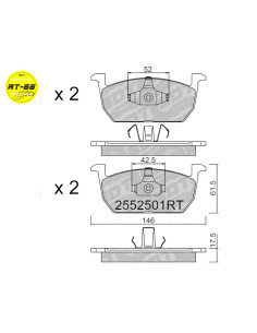 FRONT RACING RS55 BRAKEPADS AUDI A1 SEAT ARONA IBIZA 6F SKODA KAMIQ SCALA VW POLO TCROSS TAIGO