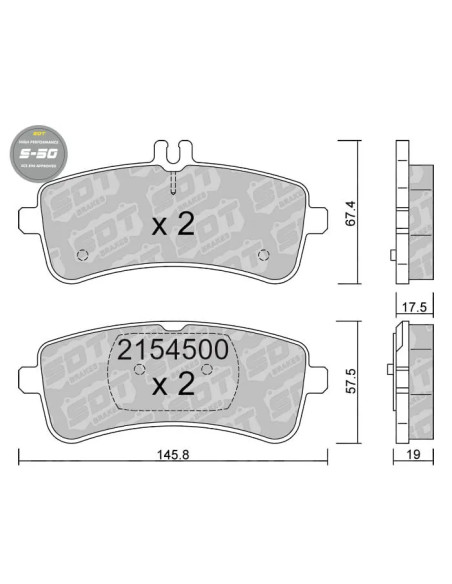 Pastillas de freno traseras High Performance S50 MERCEDES BENZ AMG GT I C190 R190 AMG GT II X290 C W205 C63 A205 SL 63AMG