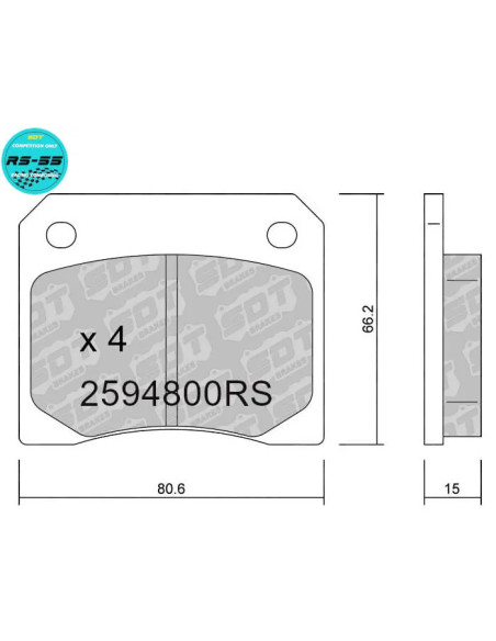Rear Racing RS55 brakepads Aston Martin, Bristol, Ferrari, Jaguar, Jensen, Morgan, Triumph & Front-Rear Abarth OT
