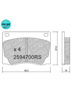 Front Racing RS55 brake pads AC, Aston Martin, Bristol, Ferrari, Fiat, Jaguar, Lotus, Rover, Volvo