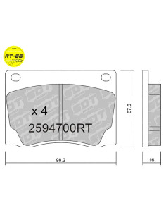 Front Racing RT66 brake pads AC, Aston Martin, Bristol, Ferrari, Fiat, Jaguar, Lotus, Rover, Volvo