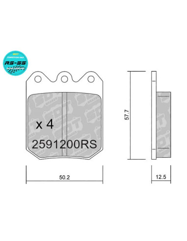 RS55 Racing brakepads Willwood Billet Dynalite Dynapro simple - Legend car Front-Rear