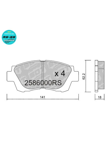 Racing RS55 Front Brake Pads for Toyota Celica T20, Lexus ES300 / ES400 / LS400 / SC300