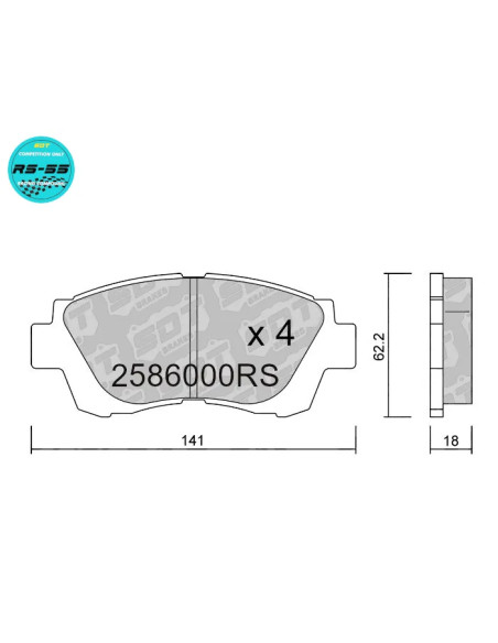 Pastillas de freno delanteras Racing RS55 Toyota Celica T20 Lexus ES300 ES400 LS400 SC300