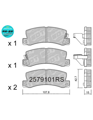 Racing RS55 Rear Brake Pads for Lexus ES / RX, Toyota Avensis T22, Camry, Celica T18 / T20