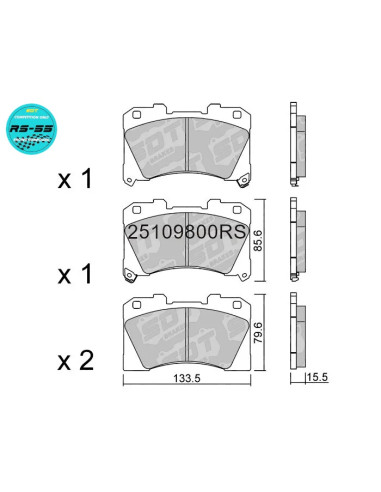 Pastillas De Freno Delanteras Racing RS55 Toyota Yaris GR 1.6 Turbo (GXPA16)