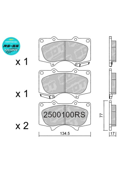 Racing RS55 Front Brake Pads for Mitsubishi Montero V90, Toyota FJ Cruiser, Land Cruiser KDJ120 / KDJ125, Hi-Lux