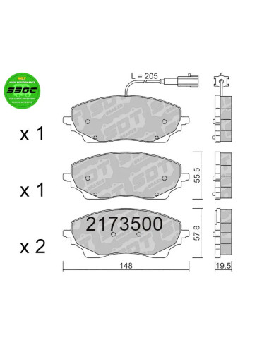 High Performance S50C Rear Brake Pads for Citroën Jumper, Fiat Ducato, Opel Movano, Peugeot Boxer EPB