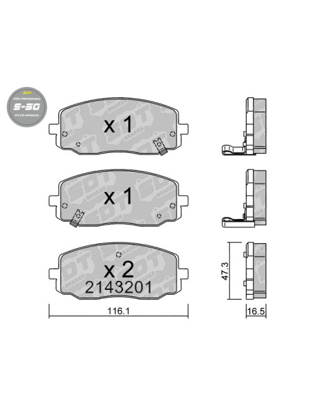 PASTILLAS DE FRENO DELANTERAS HIGH PERFORMANCE S50 HYUNDAI i10 PA KIA PICANTO