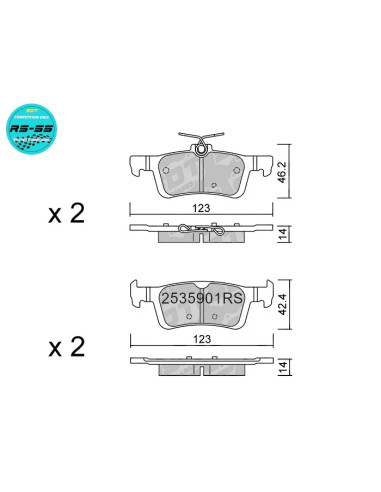Pastillas de freno traseras Racing RS55 Ford Fiesta Mk8 2018-