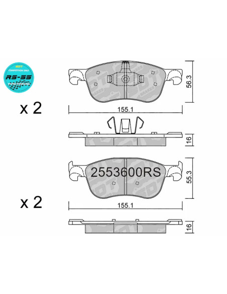Racing RS55 Front Brake Pads for Ford Fiesta Mk8 1.5 ST 200 HP