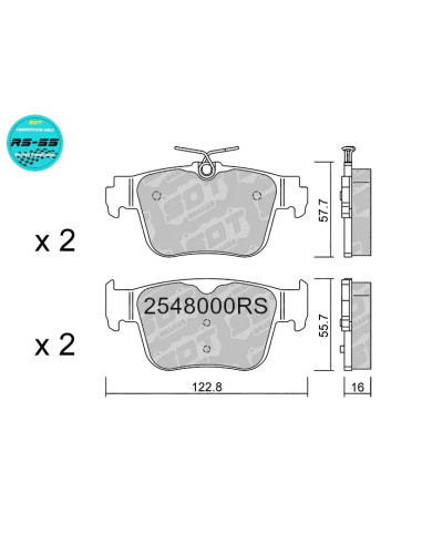Pastillas traseras Racing RS55 Audi A3 8Y Quattro Cupra Formentor Seat Leon KL Skoda Octavia VW Golf 8