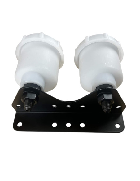Kit depósito doble de líquido de frenos con soporte metálico - Motorsport, rally, drift y clásicos