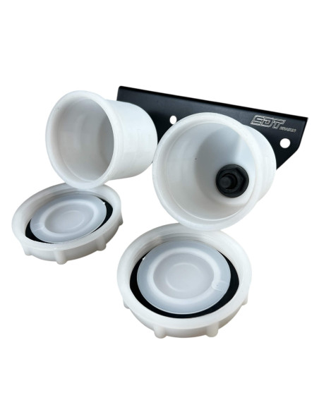 Kit depósito doble de líquido de frenos con soporte metálico - Motorsport, rally, drift y clásicos