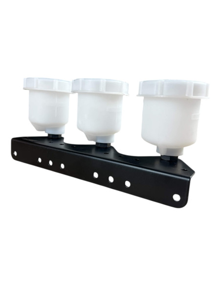 Kit depósito triple de líquido de frenos con soporte metálico - Motorsport, rally, drift y clásicos