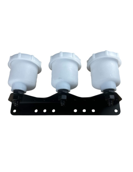 Triple brake fluid reservoir with metal bracket - Motorsport, rally, drift