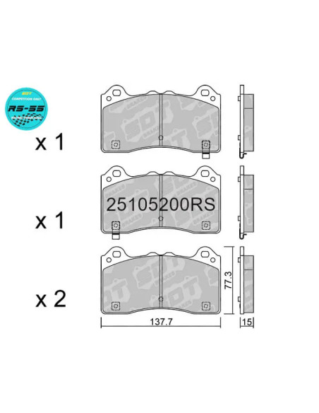 Racing RS55 Front Brake Pads for Ford Focus RS Mk3, Focus ST Mk4 Track Pack