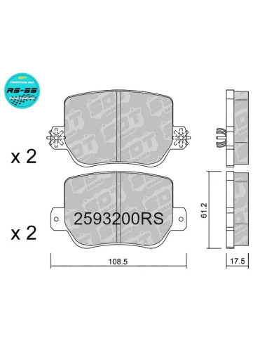 Pastillas de freno traseras Racing RS55 Alpine A110 mk2 1.8 1.8 S 1.8 GT