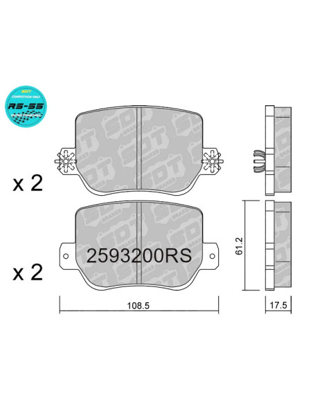 Pastillas de freno traseras Racing RS55 Alpine A110 mk2 1.8 1.8 S 1.8 GT